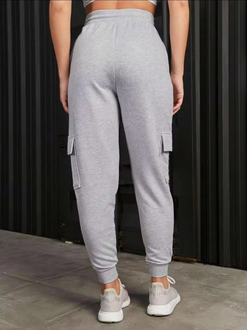 Rainbow Gray Cargo Joggers with High Waist